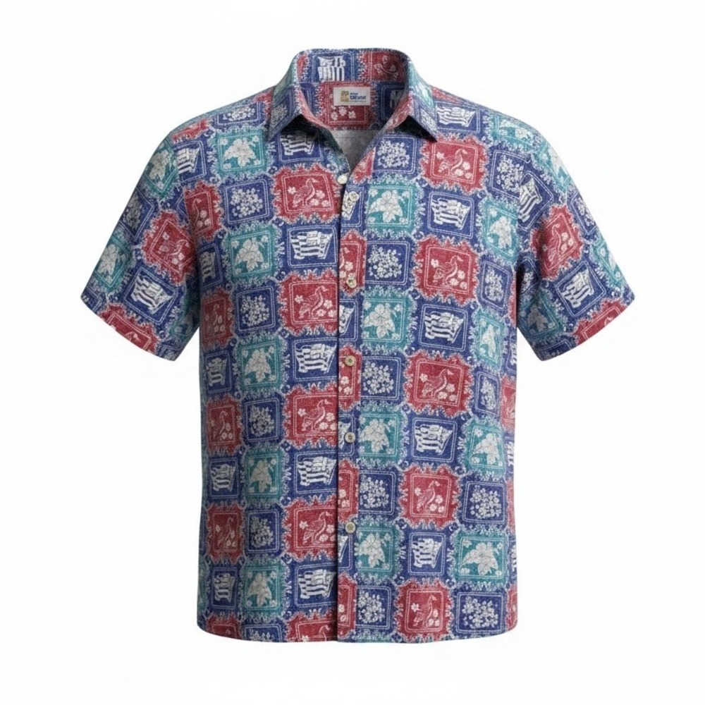 Vtg Reyn Spooner Lahaina Sailor Shirt L Bikini Tag Reverse Print Made In Hawaii
